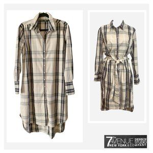 7th Avenue Design Studio Plaid Belted Shirtdress.